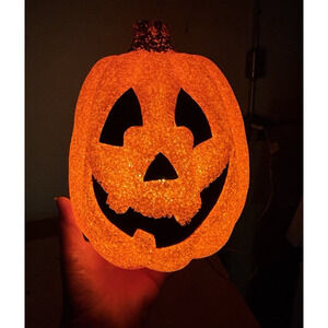 Halloween Pumpkin 9” Melted Popcorn Plastic JACK O LANTERN Electric